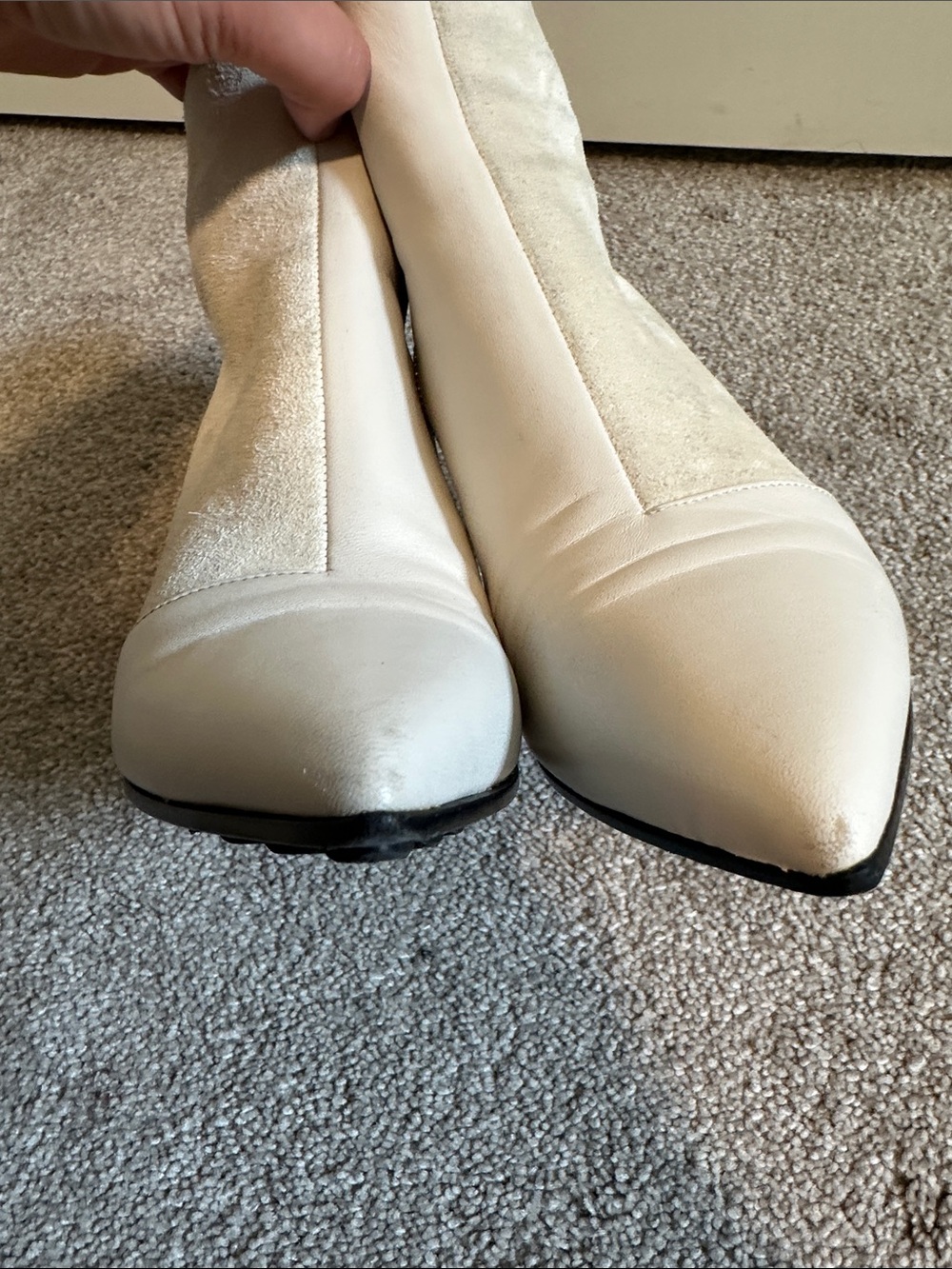 EUC Rag & Bone Beha Leather Suede Heeled Bootie in White Ivory Moto size US7 - Picture 14 of 15